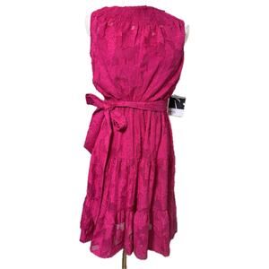 Simply Vera Mesh & Applique Sleeveless Dress, Raspberry/Hot Pink, Size XS, NWT